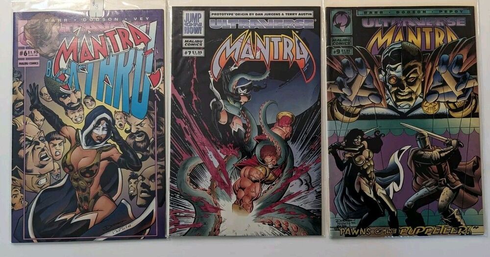 Ultraverse Mantra Comic Book Lot 6, 7 and 9 Malibu Comics Vintage